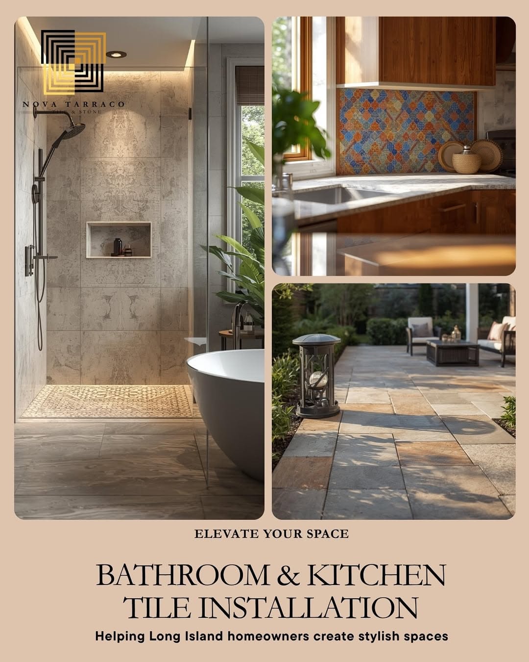 • Bathroom tile installation 🚿
• Kitchen backsplash design 🍽️
• Commercial & outdoor projects 🧱

Helping Long Island homeowners create spaces that are both functional and stylish. ✨

💬 Send us a message or book now to start your next project with NOVA TARRACO.